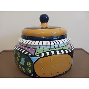 Studio Designworks‎ Hand Painted Colorful Cookie Jar With Lid